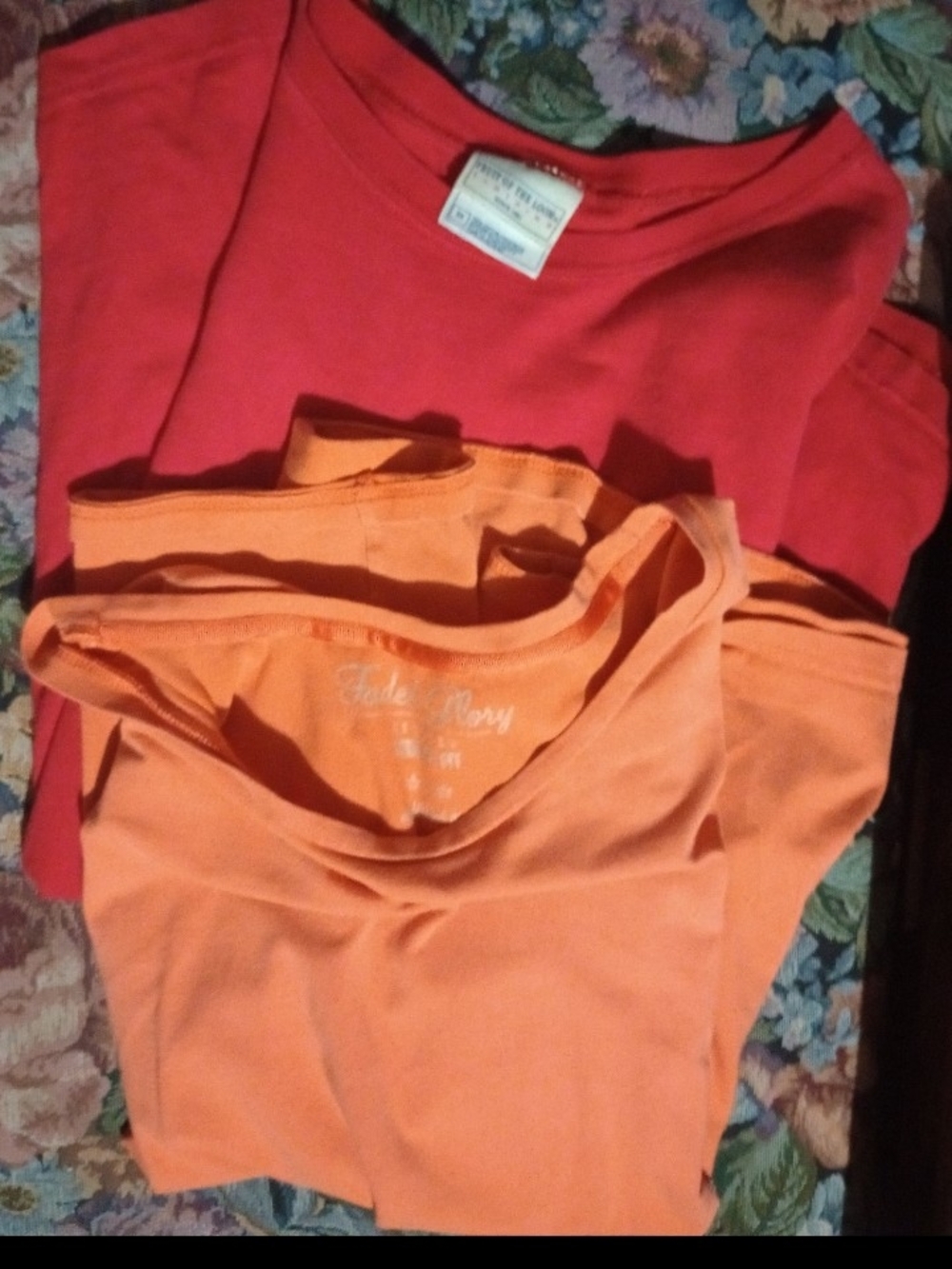 Faded Glory And Fruit Of The Loom Orange Tank and Red Tee Set